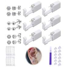 Ear Piercing Kit Disposable Ear Piercing Gun Kit With Sterile Multi-Sized CZ Earring Studs Easy And Earring Self Piercing Kit For Your Own Use At Home