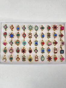 30/20/10 Stücke sortierter Legierungsring-Set, mit bunten Edelsteinen besetzt - vielseitig & für den täglichen Gebrauch und Partys (ohne Box)