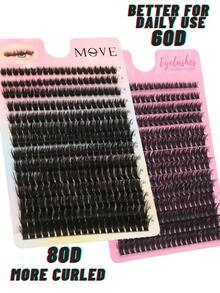 DIY 3D Lash Clusters 80D And 60D Double Lash Box Each | D Curl Fluffy Volume Eyelash Extensions | 8-16mm Mixed Length | Reusable Natural To Glam Look For Beginners | Perfect For Daily Wear, Wedding Season, Mother's Day, Pride Month, Holiday & Christmas Makeup - D - 查看 7