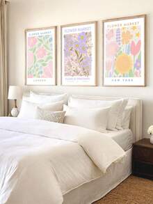 1 Pieza Póster de arte floral, Impresión en lienzo, Decoración de habitación estética, Decoración de habitación en estilo pastel, Patrones florales abstractos, Lindas decoraciones de florería, Decoración de pared de arte, Decoración de pared para dormitorio, sala de estar, oficina, baño, Sin marco