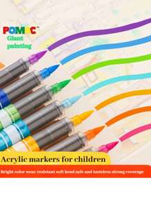48 Color Acrylic Marker,Portable Plastic Box Set,Direct Liquid Soft Flexible Head,Brightly Colored For Stackable Colors,Washable Doodle Drawing,Handwriting,Learning Markers Students School Supplies Stationery School Supplies,Back To School