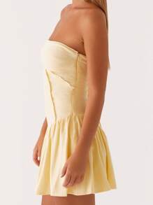 Women Corset Tube Dress Summer Casual Solid Color Tie Up Backless Mini Dress For Cocktail Party Beach Streetwear