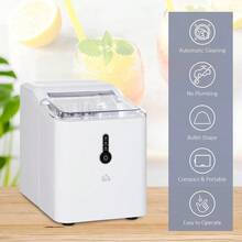 HOMCOM Ice Maker Machine, 1.5L Countertop Ice Cube Maker With Self-Cleaning, 9 Cubes Ready In 8 Mins, 12kg In 24 Hrs, No Plumbing With Basket, White