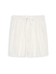 男士纯色亚麻短裤，夏季时尚 - 白色 - 查看 2