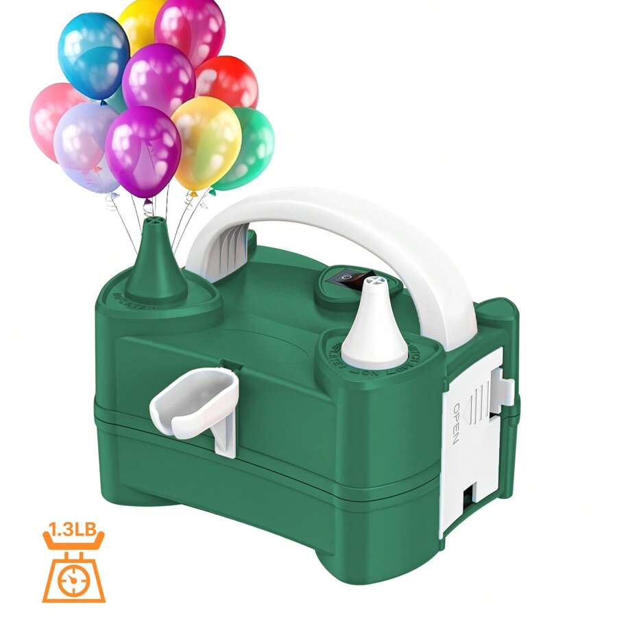 Bomba eléctrica para globos, inflador eléctrico portátil para globos, decoración de fiesta de cumpleaños con bomba de aire (220V-240V 400W), apta para inflar globos de fiesta (Verde)