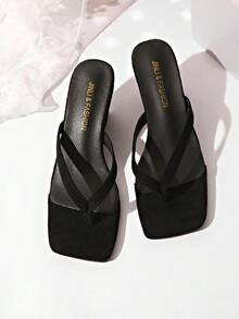 Dép quai hậu đế xuồng cho nữ, Màu trơn, Dép quai hậu đế xuồng, Đơn giản & Thời trang, Dép đi trong nhà cho nữ, Dép quai hậu đế xuồng - màu đen - Xem 3