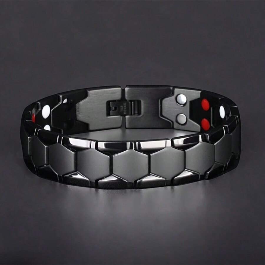 Men's Fashionable And Powerful Bracelet, Enhancing One's Appearance. Black, Silver, Gold. - 黑色 - 查看 1