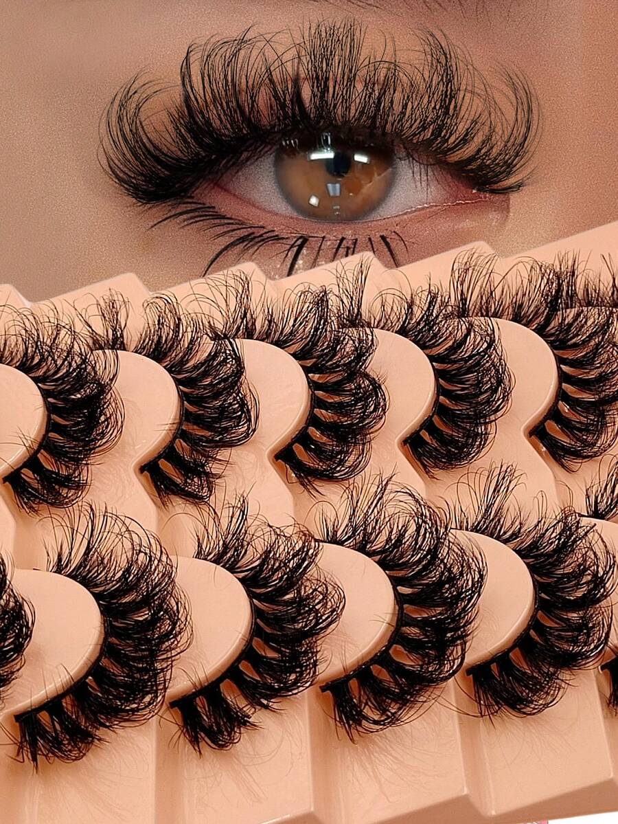 Asiteo 7 Pairs Luxury Fluffy Thick Dramatic Messy Faux Mink Eyelashes, Reusable, Soft & Comfortable - Russian Strip Lashes - View 1