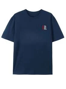 Men's Loose Printed Short Sleeve T-Shirt, Loose Type, Machine Washable, Printed Letter Pattern Design