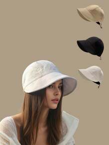 Women's Drawstring Waffle Pattern Baseball Cap, Fashionable Sun Protection Beach Travel Sun Hat, Suitable For Spring & Summer