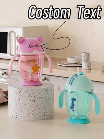 Individuelle Lerntrinkbecher für Babys mit Griff, Schwerkraftball, Strohhalm, rutschfest und erstickungssicher, Geschenk Kinderwasserbecher