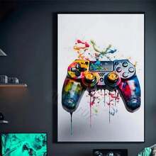 1pc /3pcsWall Arts Posters Optional Frame 80s Retro Funny Monkey Player Gamepad Picture For Gaming Room Living Canvas Painting Print Wall Art Home Decor Aesthetics Poster ,Wall Art With Frame