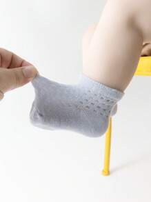 6 Pairs Infant Baby Solid Color Breathable Mesh Socks, Suitable For Baby To Wear In Spring And Summer