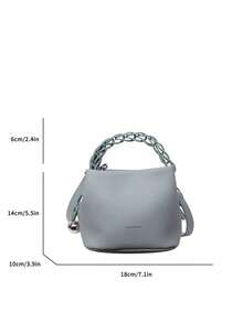 时尚小丑图案PU防水材质，字母图案，金属吊坠装饰，便携式方形包，优雅手提包，商务通勤包，适合工作场合，高端时尚包，适合日常通勤和聚会 - 藍色 - 查看 5