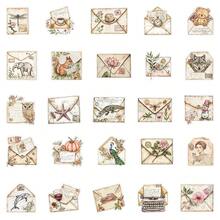 50 张透明贴纸 复古贴纸 复古礼品信封贴纸 美学贴纸 卡通贴纸 可爱贴纸 彩色贴纸 适用于水瓶、水壶、吉他、行李箱、手机、手机壳、笔记本电脑、滑板、礼物 - 彩色 - 查看 6