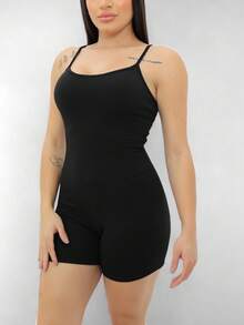 Kit 2 Jumpsuits Ribbed Strappy Rompers Women's Clothing Gym Sports Fitness - Blanco y Negro - Ver 7