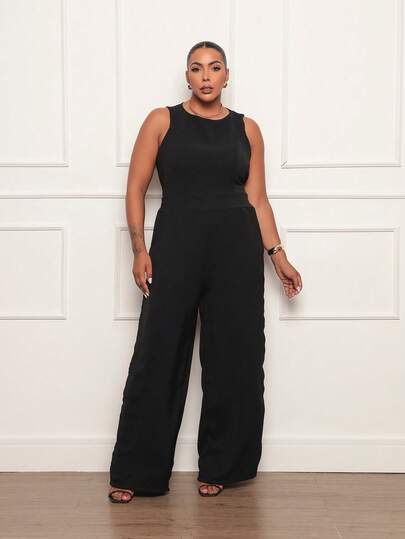 Macacão Feminino Plus Size Longo Social Elegante Duna