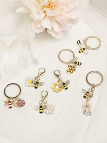 1/2/4/10pcs Cubic Zirconia Bee & Honeycomb Keychain, Cute Animal Pendant Keyrings, Versatile & Adorable For Students Backpack For School Car Accessories Goth Y2k Halloween Accessories Teachers Day Christmas Gift Ideas Bag Accessories Lanyards With Id Holder Car Accessories Bag Charms