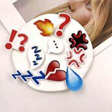 1pc-Emoticon Sweating Angry Question Mark Hair Clip, Funny Expression No Words Acrylic Hair Accessory