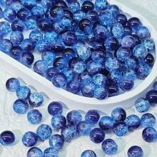 50 pièces de perles de verre craquelées en forme de flocon de neige noires et bleu foncé de 10 mm - idéales pour la conception de bijoux, bracelets, bracelets d'amitié, colliers, boucles d'oreilles, porte-clés et charms de téléphone, fournitures de bijouterie DIY | Design de perles élégant | Finition brillante