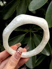 1 件优雅时尚的珍珠白树脂女士手链，适合秋冬佩戴、礼物或纪念礼物 - 亮色優雅手環 - 查看 9