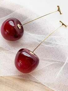 1 paire de boucles d'oreilles rétro style européen et américain, cerises. Boucles d'oreilles de fleurs séchées et de fruits délicats, de mode et polyvalents. Accessoires élégants et frais pour femmes