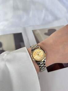 sottas New Stylish Gold Women's Watch, Minimalist & Elegant Korean Fashion, Casual & Versatile, Stainless Steel Strap, Luxury Quartz Waterproof Wristwatch - Gold - View 4