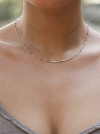 1 st. vattentätt halsband i rostfritt stål, bleknar inte, guldfärgat, enkelt kedjehalsband, fint vardagsbruk och lager-på-lager för kvinnor