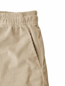 Men's Casual Corduroy Shorts With Drawstring Waist, Suitable For Summer Outdoor, Beach, Holiday And Leisure Wear - Khaki - View 7
