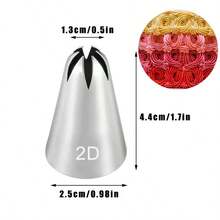 大型 2D/1M/2F 不锈钢裱花嘴套装，带连接器，适用于糖果、纸杯蛋糕、蛋糕装饰工具 - 銀色 - 查看 9