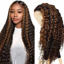Ombre Highlight Deep Wave 13x4 Lace Front Wigs Human Hair 1B/30 Honey Blonde Lace Front Wigs For Women Pre Plucked With Baby Hair Free Part - 間色 - 查看 2