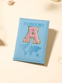 1 件 A-Z 字母旅行护照夹、PU 地图图案护照套、粉色护照夹、商务旅行护照夹 - 藍色 - 查看 5