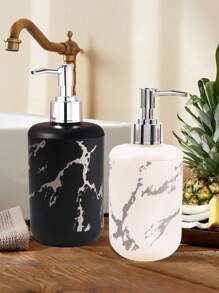 1pc/2pcs Luxury Marble Pattern Plastic Soap Dispenser Lotion Pump Bottle Empty Container For Refill Shampoo & Shower Gel Dispenser Kitchen Bathroom Accessories Home Bathroom Decor Summer Back To School