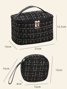 1pc Large Capacity Cosmetic Storage Bag, Portable Travel Light Luxury Style Makeup Bag.