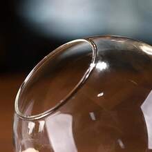 1 Set 450ml Round Moon Cocktail Glass With Wooden Base, Clear Spherical Wine Glass, Smoothie Bowl, Creative Juice Glasses, Drinking Glasses, For Bar, Pub, Club, Restaurant, Home Use, Summer Drinkware Accessories