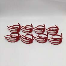 Factory Directly Selling Halloween Ghost Hand Napkin Rings, Red And Black, Simple Ghost Party Napkin Rings, Bulk