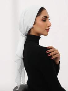 1 件女士即时头巾，舒适透气雪纺领带头巾，配有弹力发圈，纯色简约休闲头巾，防滑吸湿排汗，高端珍珠雪纺面料，适合节日、日常使用、户外活动、运动 - Chiffon tie turban - 查看 18