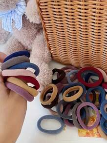 300/100 Peças Conjunto de Faixas de Cabeça Bohemias Vintage - Faixas de Cabeça sem Costura de Alta Elasticidade, Elásticos para Rabo de Cavalo, Conjunto de Faixas de Cabeça Sólidas de Cores Mistas para Meninas