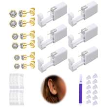 Ear Piercing Kit Disposable Ear Piercing Gun Kit With Sterile Multi-Sized CZ Earring Studs Easy And Earring Self Piercing Kit For Your Own Use At Home