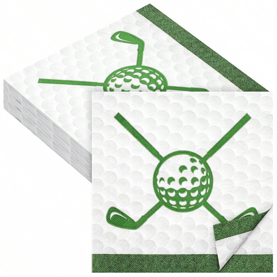 20 Pieces/40 Pieces/60 Pieces/Set, Golf Inch Napkins Disposable Golf Cocktail Drink Paper Towel Golf Theme Party Decoration Sports Party Supplies, Birthday PartyGolf-Themed Paper Cocktail Napkins - Disposable Golf Cocktail Beverage Napkins For Golf Theme Parties - Multicolor - View 1