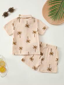 Toddler Baby Boy Summer Outfit Short Sleeve Shirts Top And Casual Shorts Set Cute Kids Clothes Toddler Boy Clothes Kid Summer Outfits Beach Wedding Birthday - 卡其色 - 查看 7