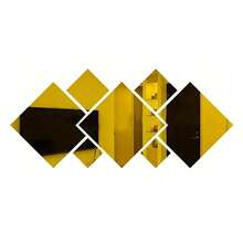 7张方形亚克力镜面墙贴，经典矩形设计，3D菱形镜面墙贴，创意家居装饰组合，防碎自粘，视觉明亮美观！可移除装饰贴纸，适用于客厅、卧室、书房、玄关、浴室、办公室、走廊或沙发背景墙，可用作生日和节日礼物，墙面装饰，房间装饰，个性化贴纸