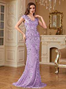 hezixi Elegant Sequin Sexy Evening Dress For Women Long Mermaid Formal Prom Luxury Wedding Party Cocktail Gowns Women's Dresses, For Wedding Guest