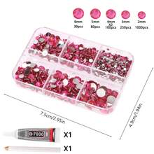 2000/1580pcs/Box 2mm/3mm/4mm/5mm/6mm Flat Bottom Resin Rhinestones, Handmade DIY Resin Accessories For Clothing, Shoes, Decoration (Optional Rhinestone Pen And Glue)