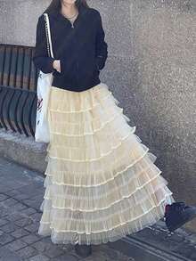 Casual A-Line Long Skirt Dress, New Design With Draping Effect