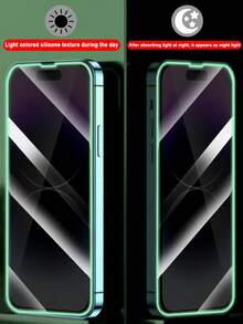 2 件绿色气垫膜，夜间夜光，防偷窥钢化玻璃屏幕保护膜，防汗，防碎，防盗，兼容 iPhone11/12/13/14/15/16/16Plus/16Pro/16Promax/16e/17/17 Air/17 Pro/17 Pro Max - 綠色 - 查看 3