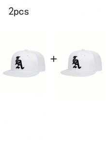 1pc Unisex Street Style Embroidered Flat-Brim Baseball Cap, 100% Polyester, Handwash, Non-Stretch, Lightweight - Adjustable Flat-Brim