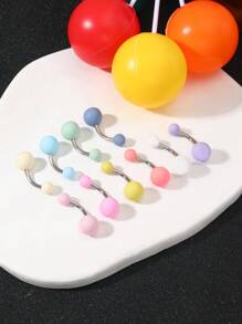 10-Color Mixed Acrylic & Stainless Steel Barbell Type Hypoallergenic Fashionable Navel Ring With Unique Design And Silky-Smooth Texture, Ideal For Women To Wear In Daily Life, Weddings, Mother's Day Etc.