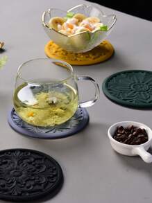 lovely flower Set Of 3pcs Traditional Round Silicone Coaster,Cup Mat Kitchen Table Heat-Resistant Coasters And Thick Insulation Pads//Coaster Set For Home Decor Tabletop Protection Suitable For Kinds Of Cups