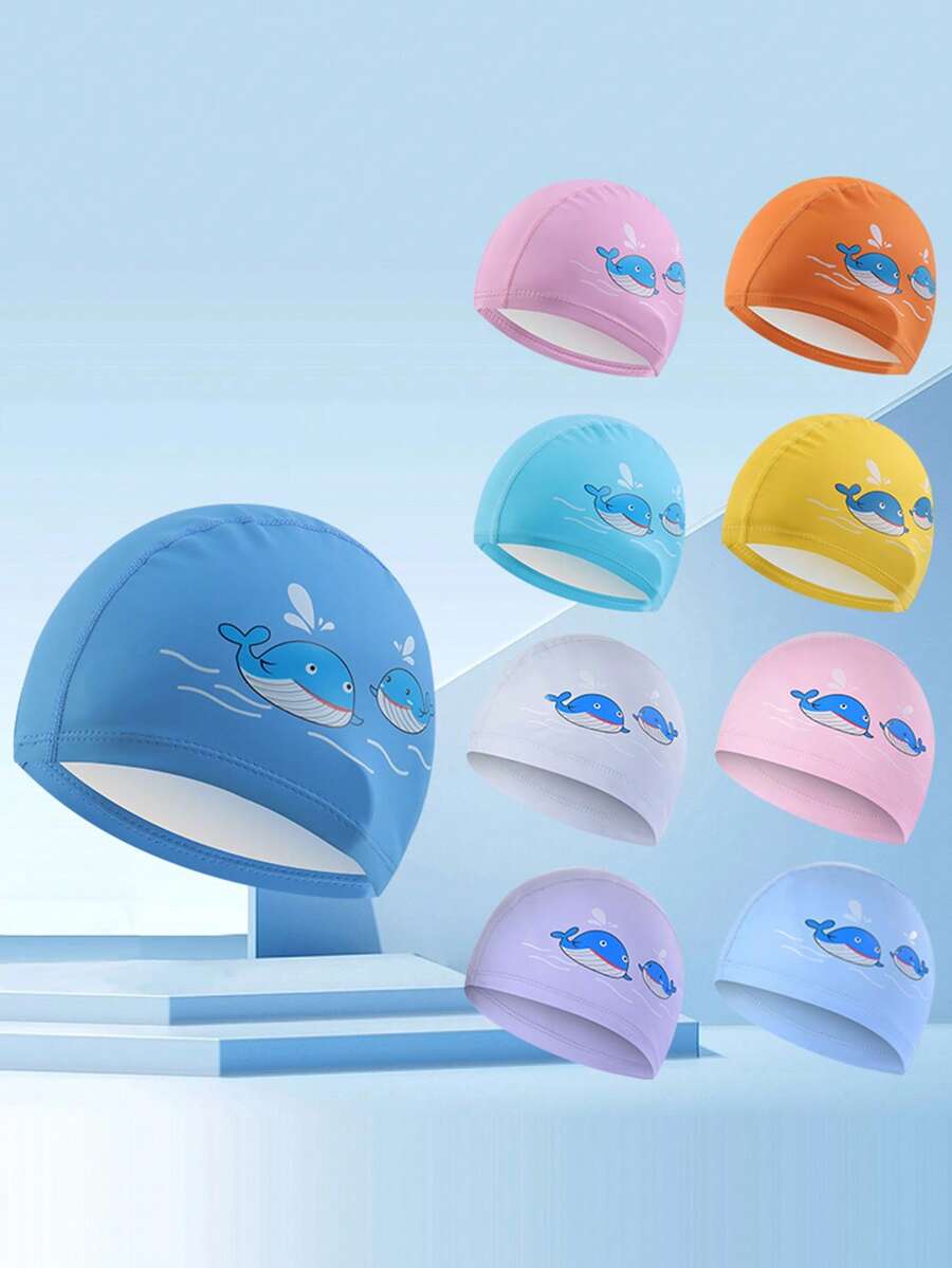 1pc Children Cartoon Swimming Cap With Ear Protection, Suitable For Boys And Girls - Multicolor - View 1